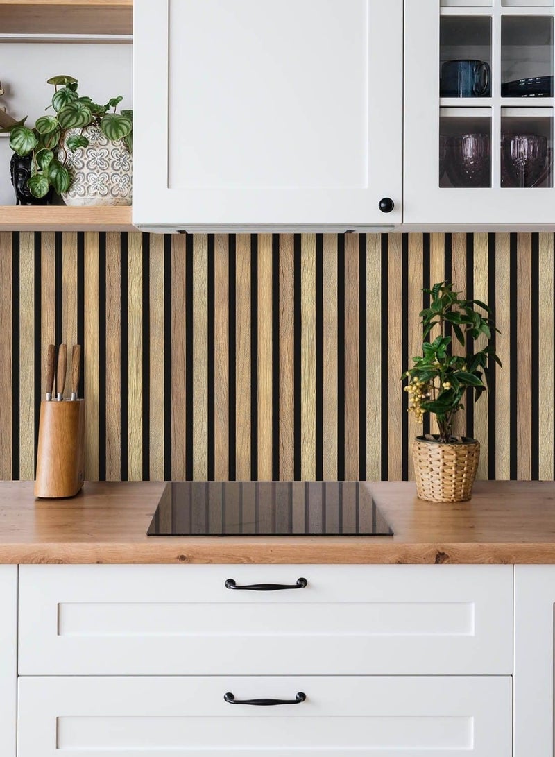 ورق جدران خشبي ثلاثي الأبعاد، بلاطات تقشير ولصق 30×30 سم، ألواح PVC خفيفة مقاومة للماء، سهلة الإزالة، لتزيين الجدران والمطابخ والحمامات والطراز الريفي - Image 2